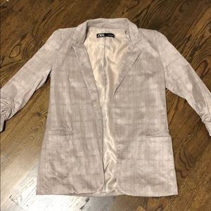 Beige Plaid Zara Blazer Size S